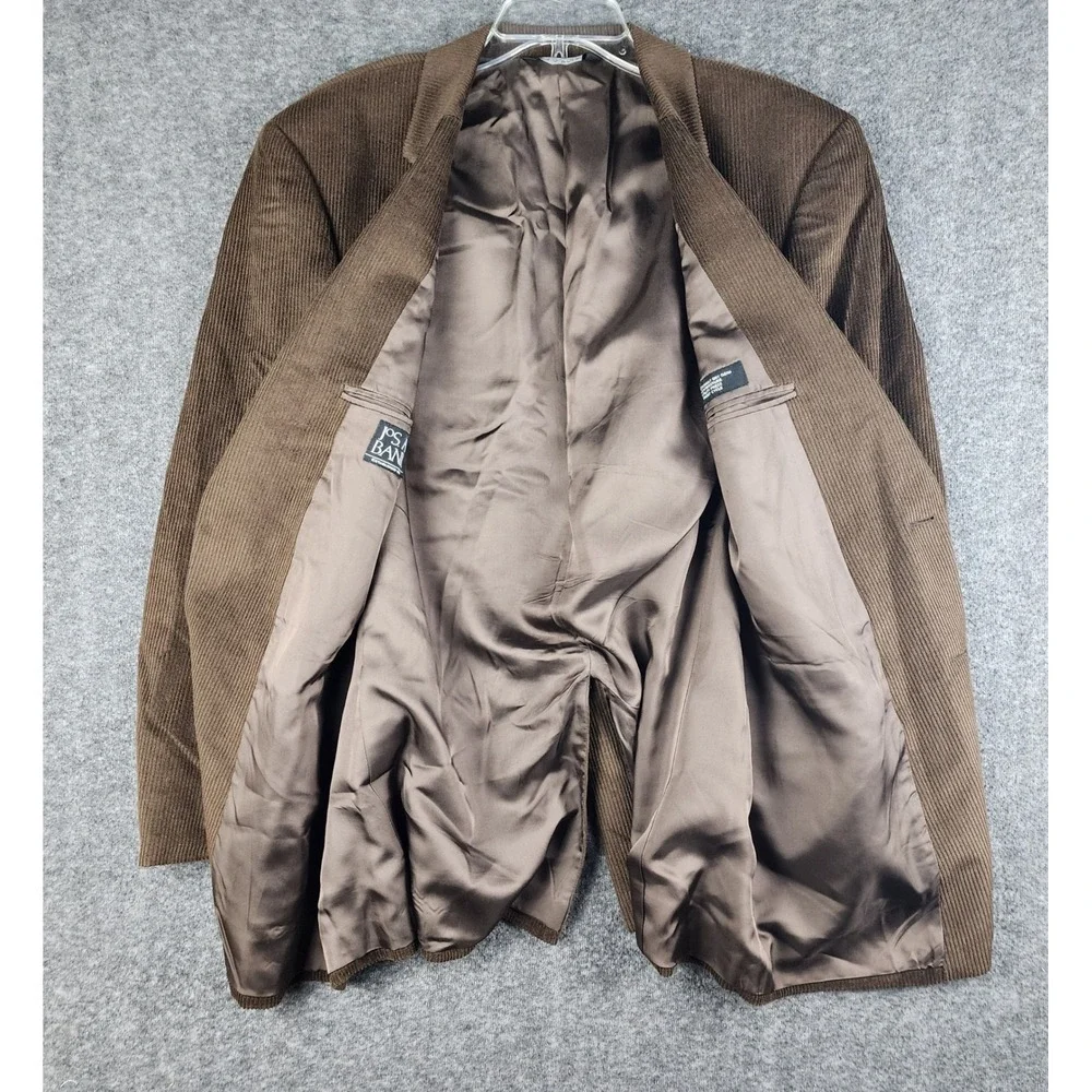 Jos A Bank Blazer Mens 43R Brown Wool Silk Corduroy Sport‎ Coat Jacket 2 Button